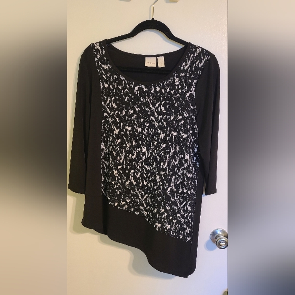 Chico's Black and White Patterned Top